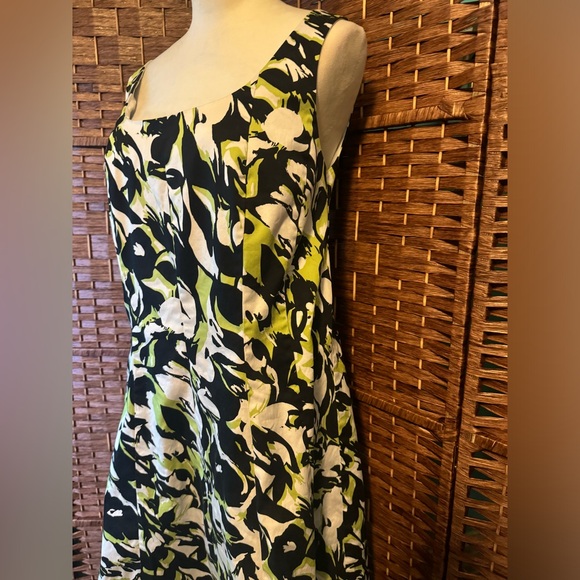 Jessica Howard 14W Dress Lime Green Black White Summer Spring Vacation - Picture 5 of 13